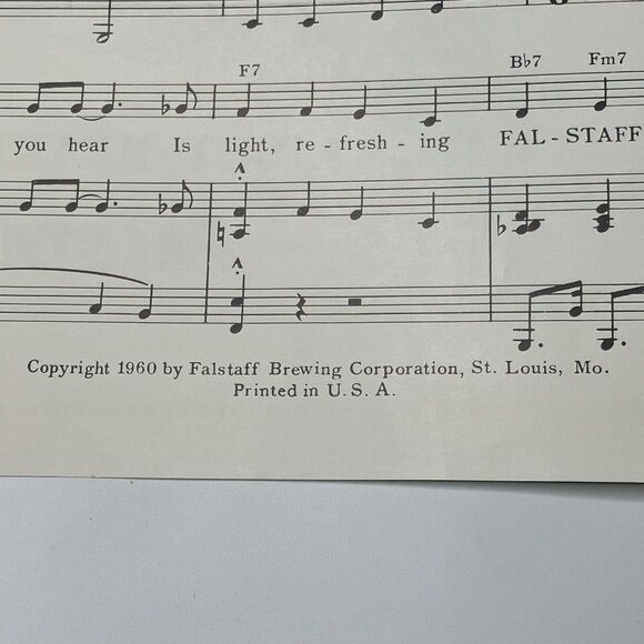 Light-Hearted Living Vintage Sheet Music Falstaff Beer Ad Piano Voice 1960 - Picture 5 of 5